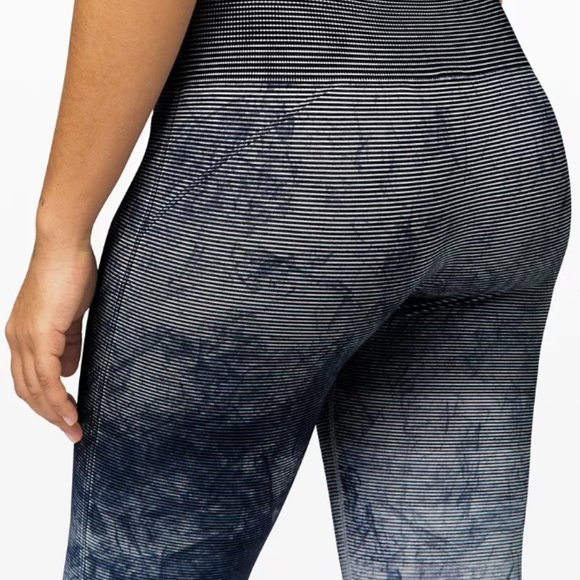 Lululemon Ebb to Train Women Super-High-Rise Crop Legging Tight Tie Dye Striped - Picture 4 of 9